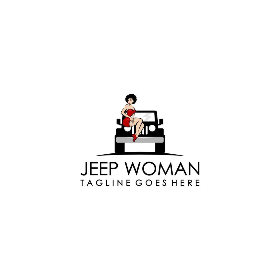 Jeep with african girl vector