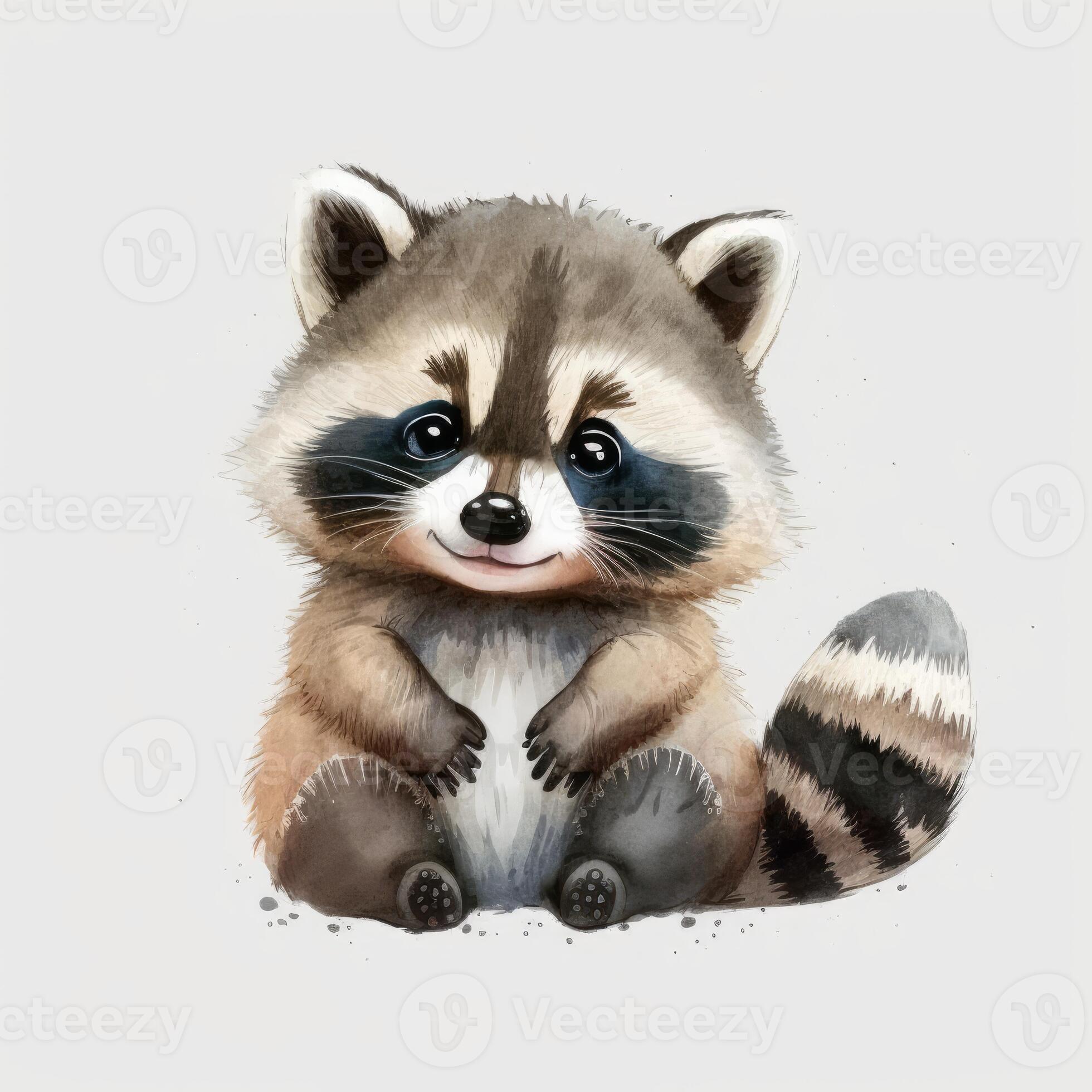 cute baby raccoon clip art on white background generative AI 22248875 Stock  Photo at Vecteezy