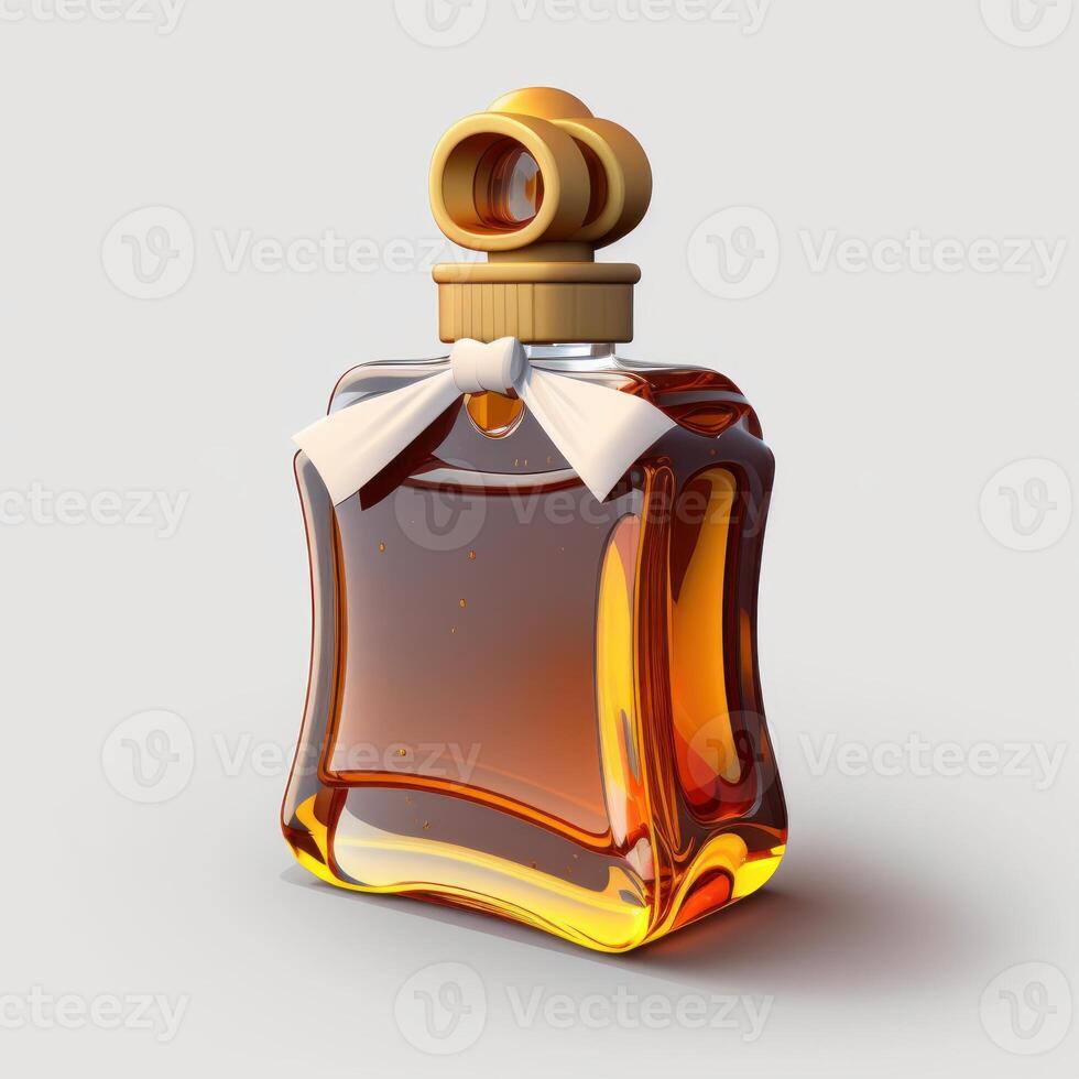 cartoon style bottle of perfume on white background photo