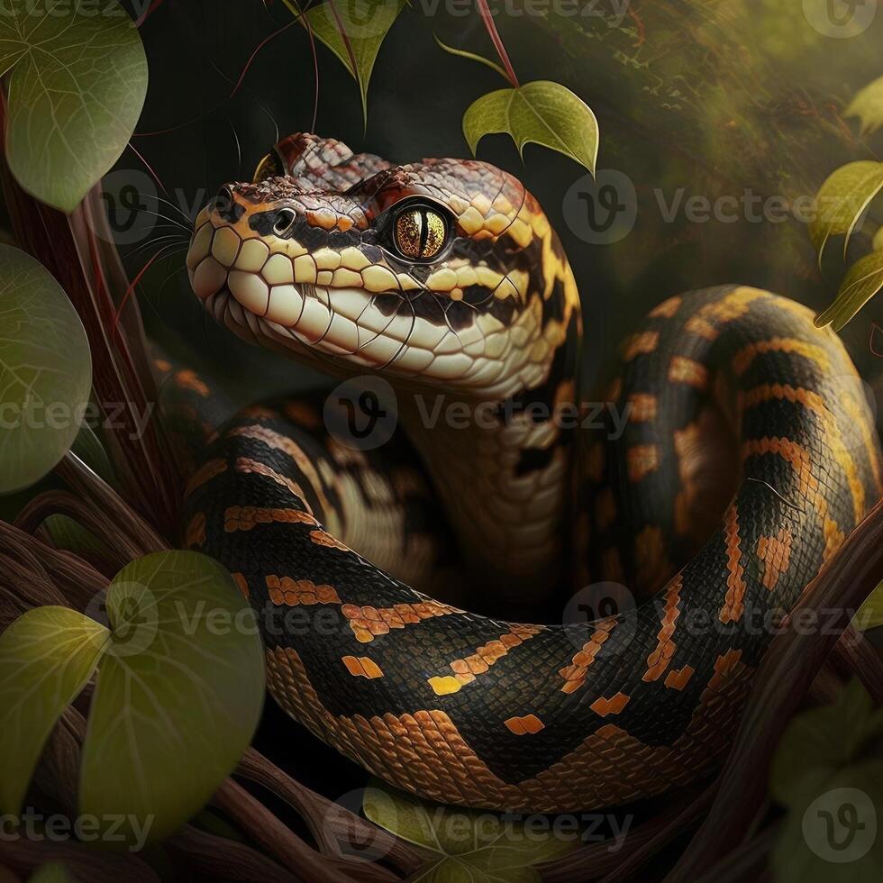 un peligroso serpiente en el selva imagen generativo ai foto