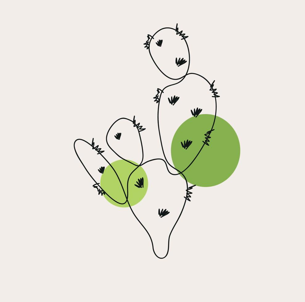 Minimalist Cactus Line Art, Simple Succulent, Outline Drawing, Vector Illustration, Flower Sketch, Dessert Flora