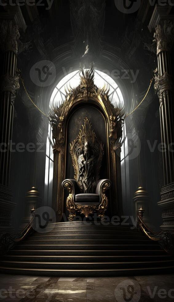 Majestic throne of king in the castle of darkness photo