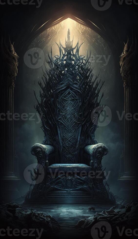 biggest throne of king in the castle of a darkness image photo