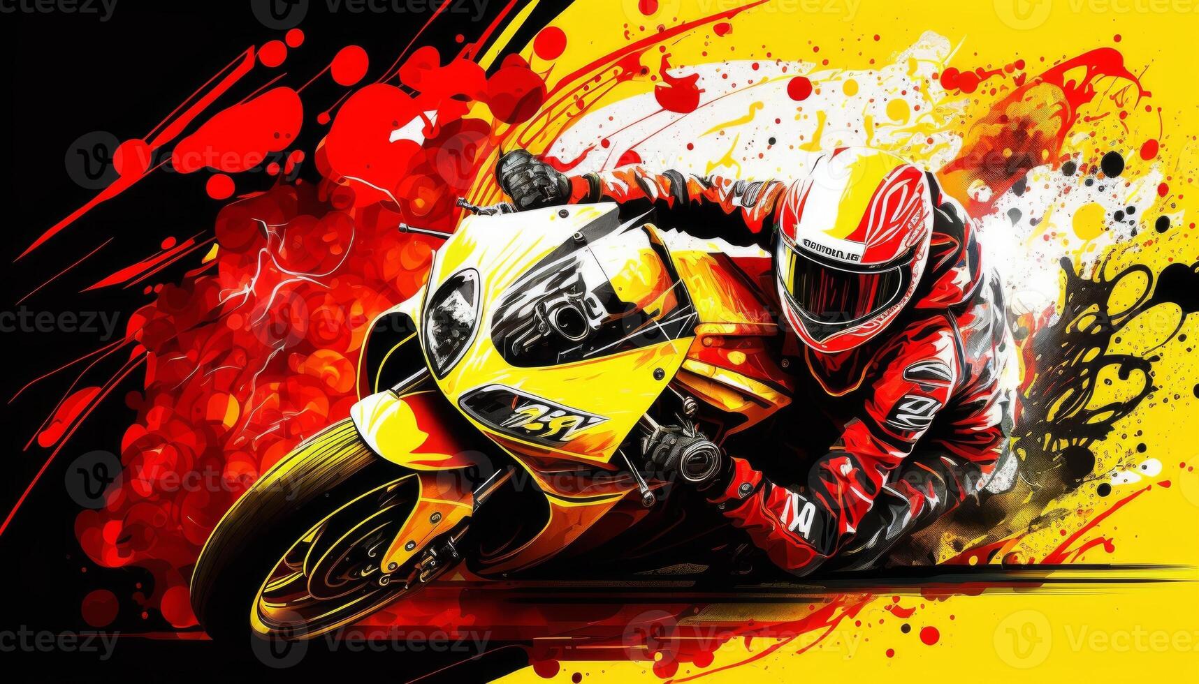 black red and yellow motorcycle accelerates fast and drags generative AI 22249202 Stock Photo at black red and yellow motorcycle accelerates fast and drags generative AI 22249202 Stock Photo at