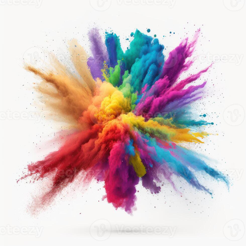 Colorful rainbow holi paint explosion photo