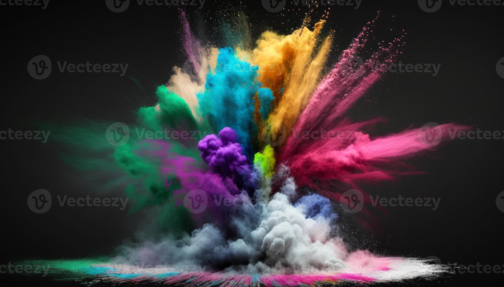 holi different powder colors explosion on dark background photo