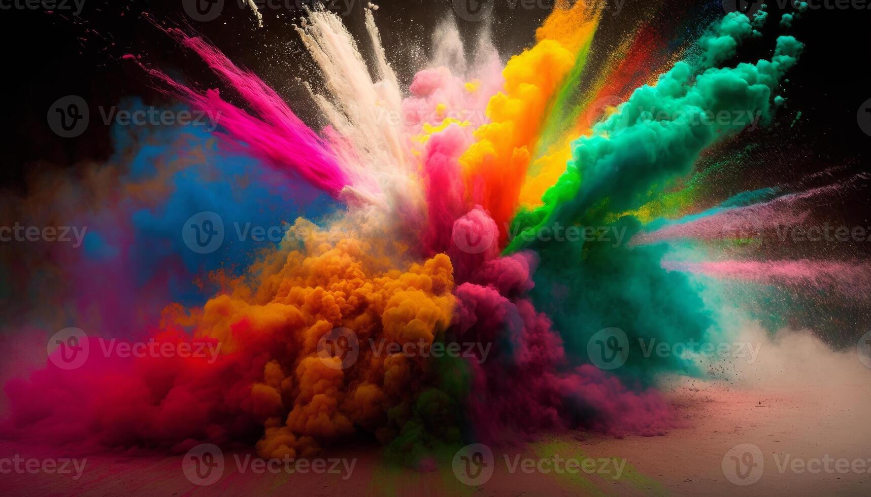 holi pintar color polvo hermosa explosión cerca arriba imagen generativo ai foto