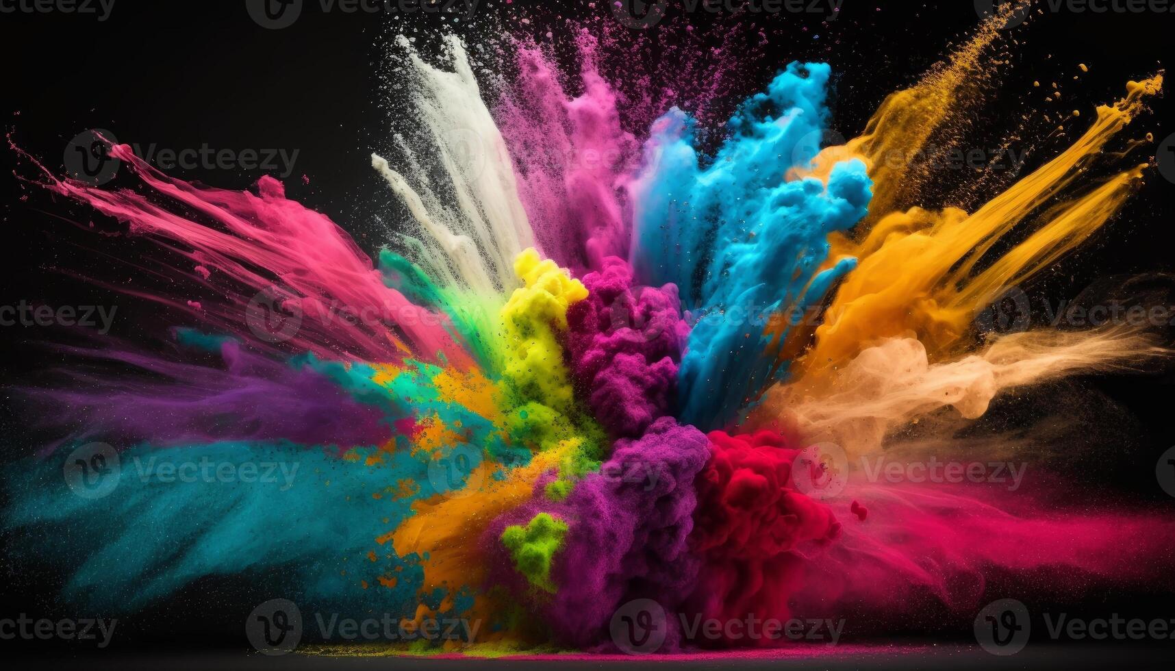 hermosa holi polvo colores explosión cerca arriba imagen generativo ai foto