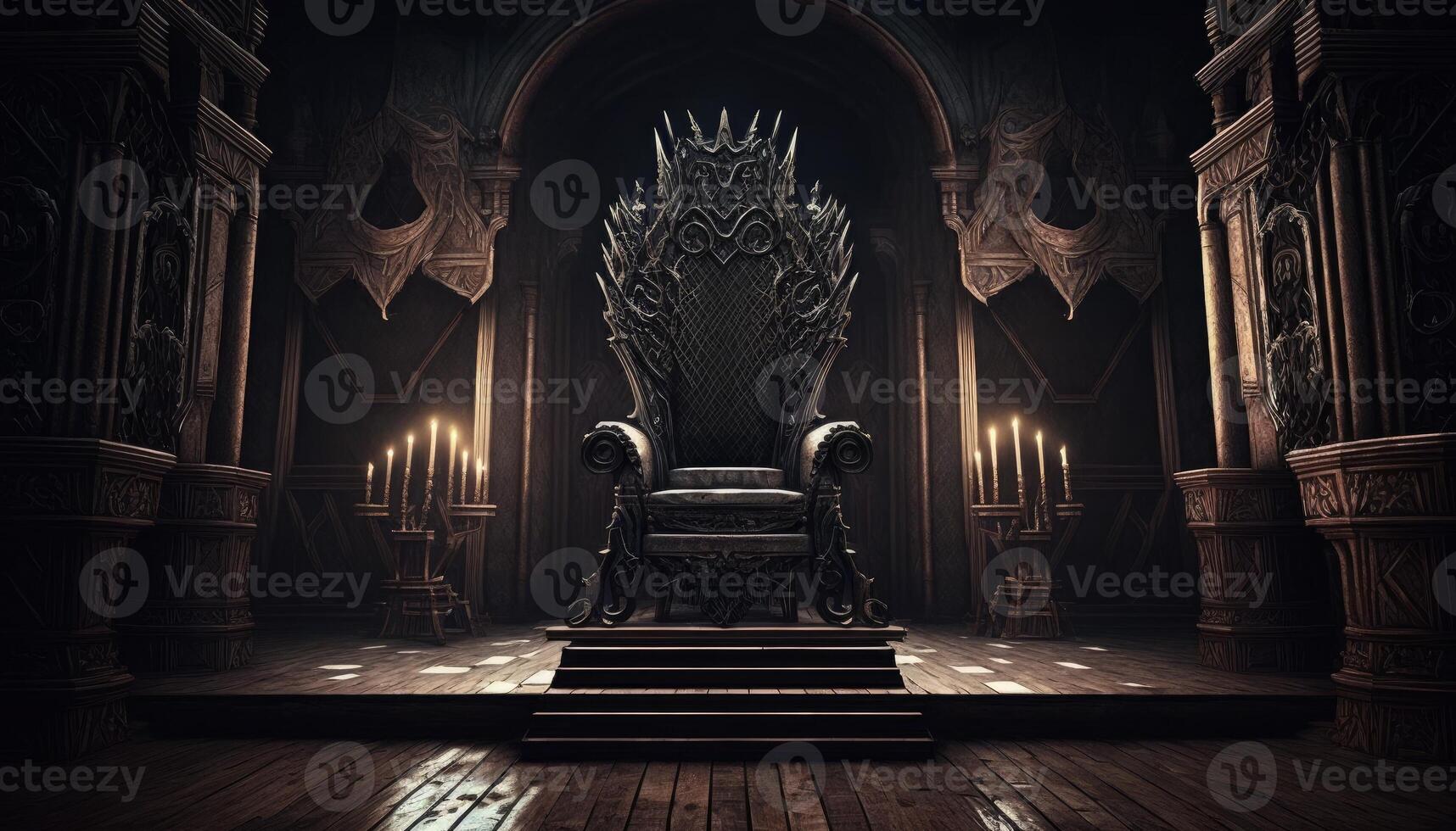 Majestic throne in the castle of darkness in a vacant villa photo