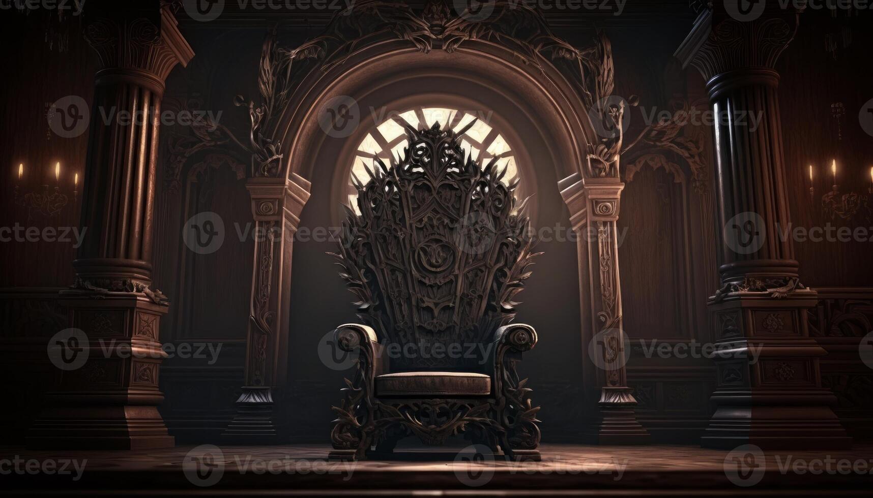 Majestic throne in the castle of darkness image vacant throne image photo