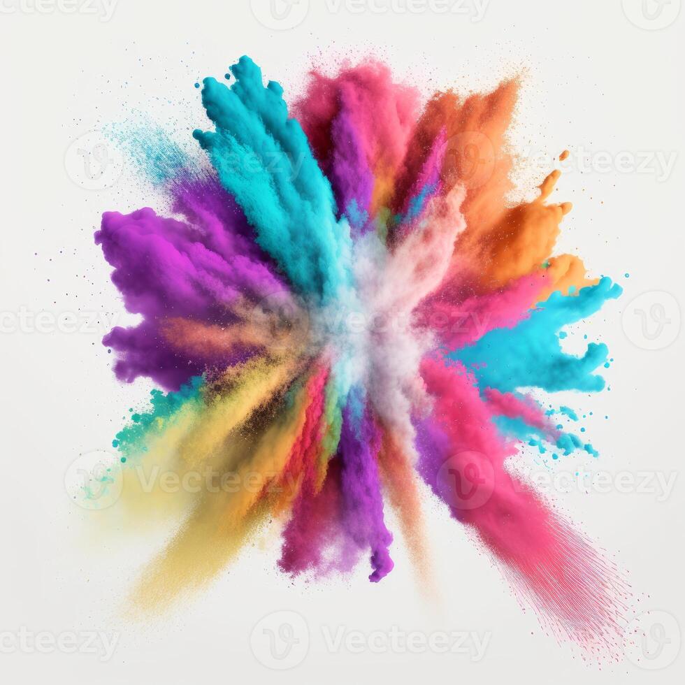 Colorful powder Color dust white Background photo