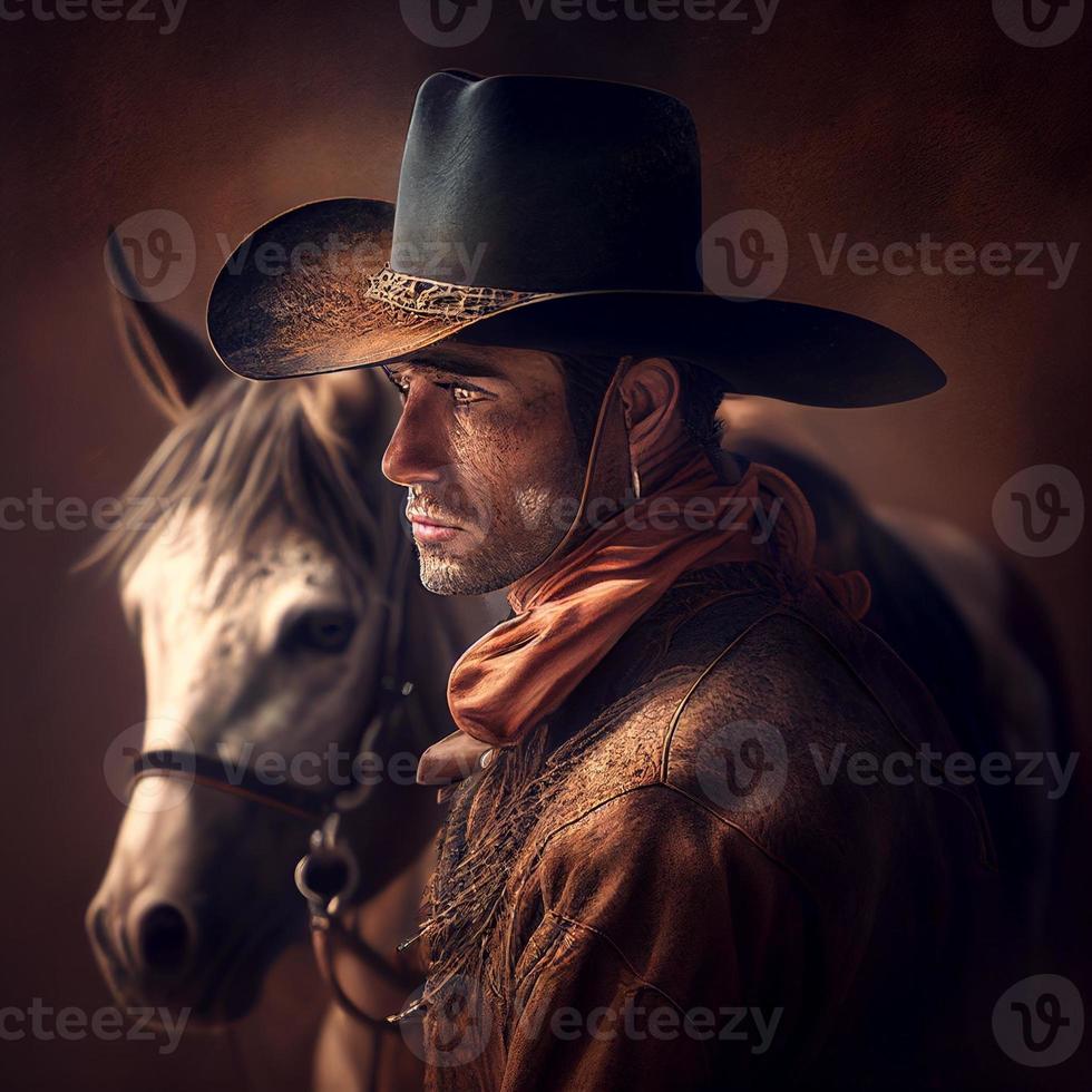 cowboy with their horse images photo