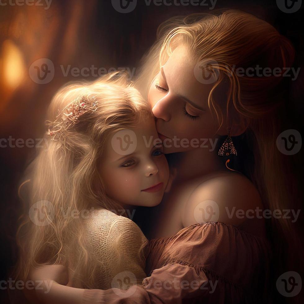 a precious love between mother and daughter image photo