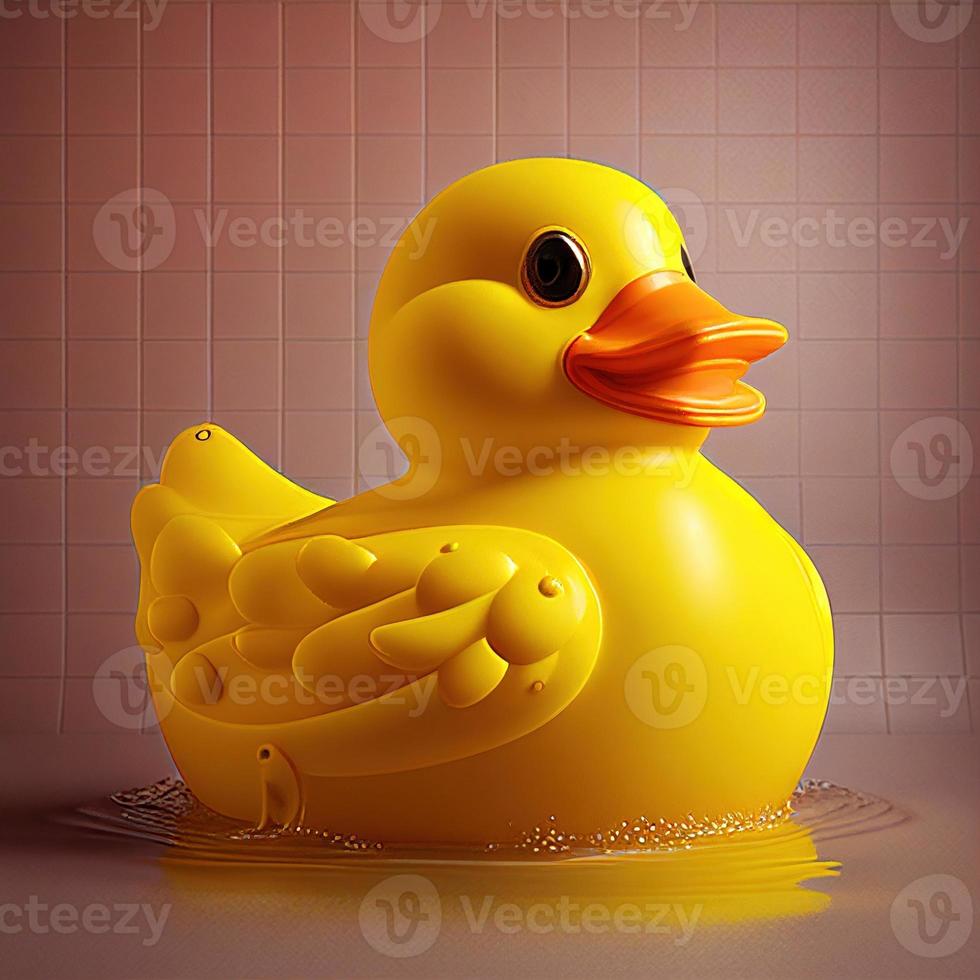 rubber duck walking on the water image photo
