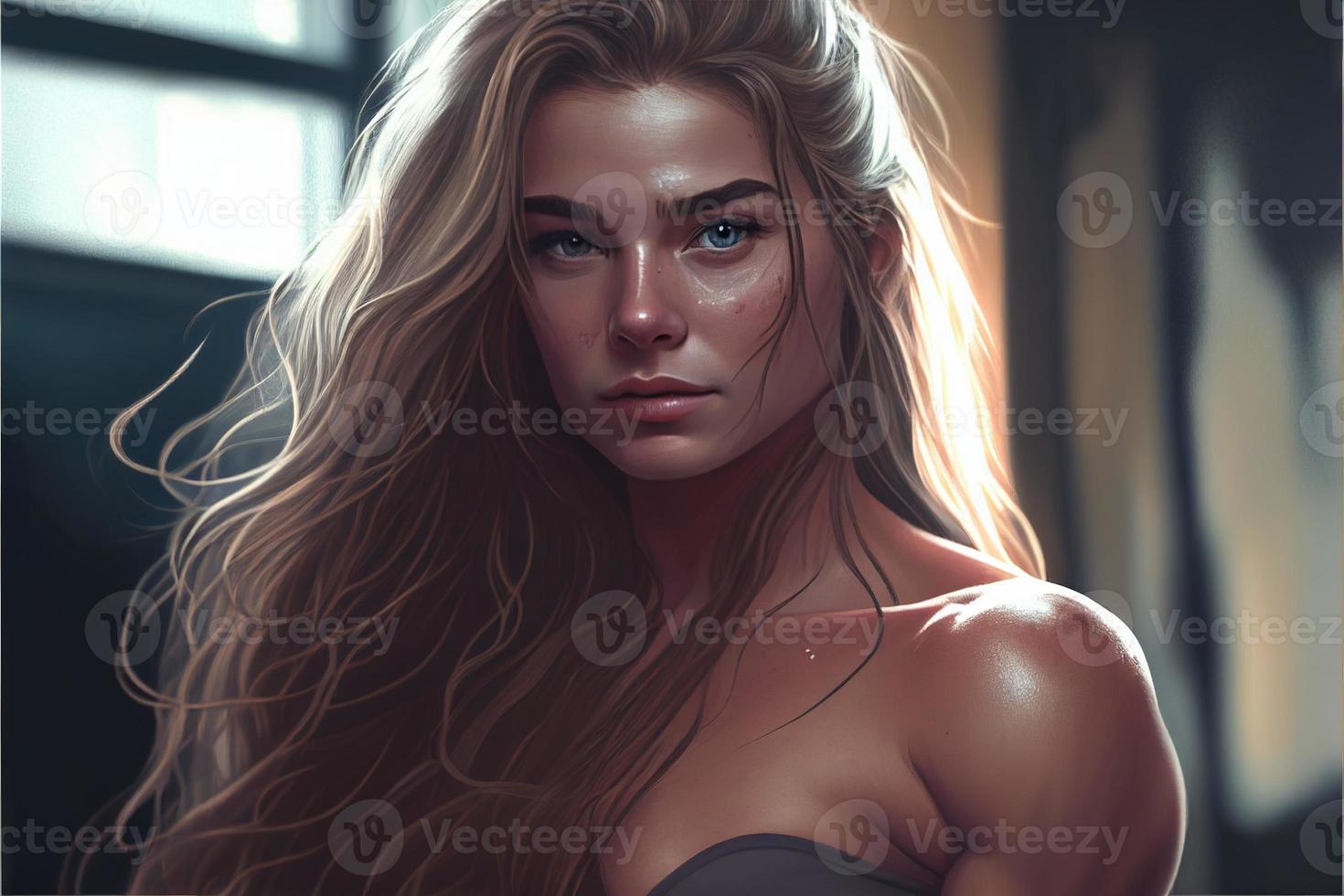 anim style girl in gym image photo