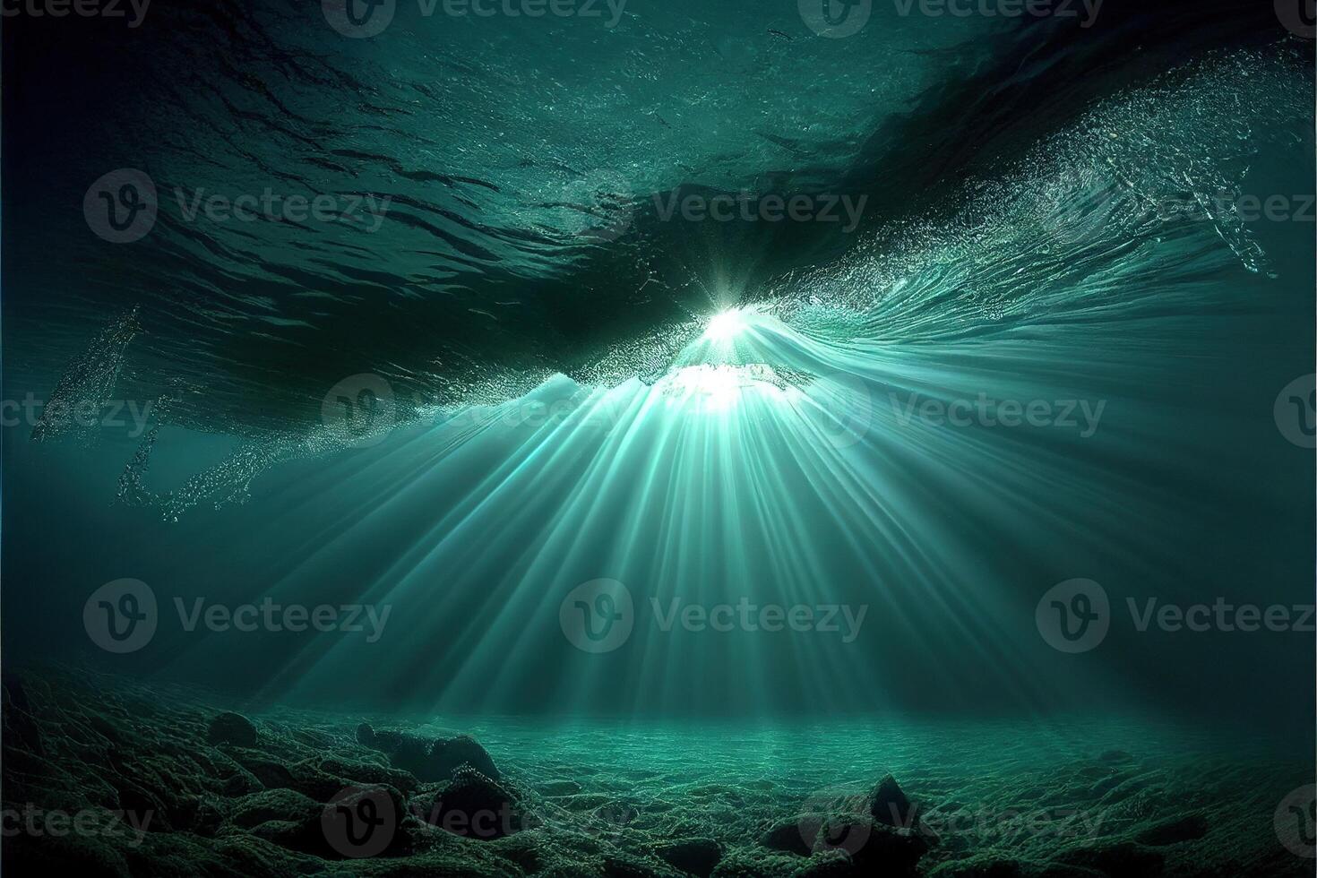 deep sea or under the deep water horizon sun rays photo