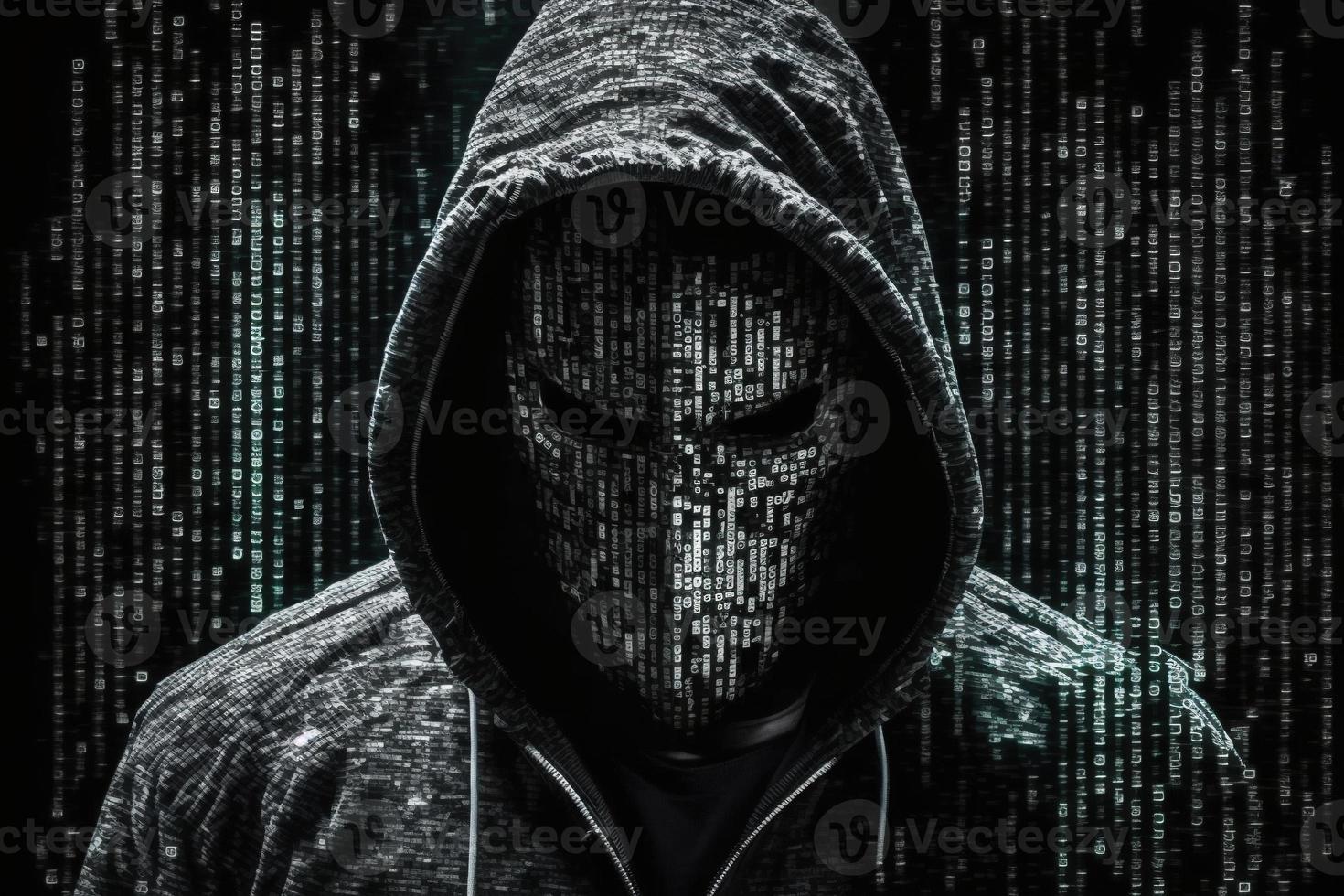 hacker man attack mask binary one photo
