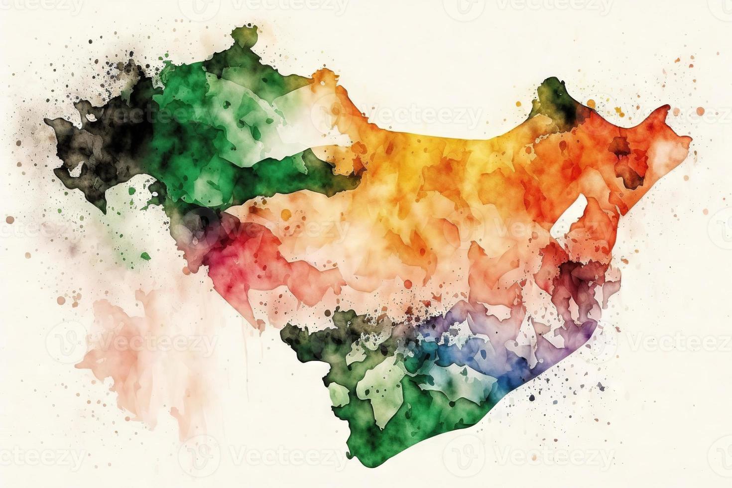 beautiful light United Arab Emirates Map watercolor photo