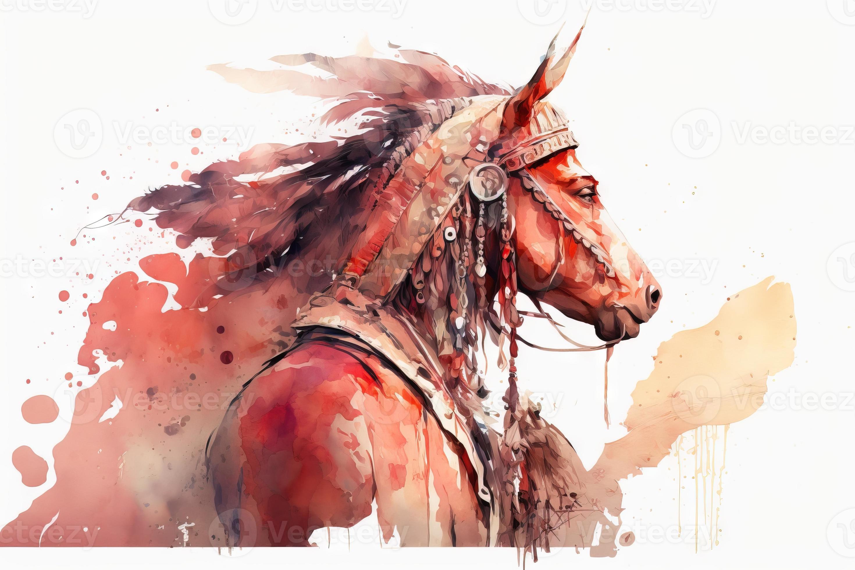 beautiful light Red horse head man King watercolor 22249569 Stock Photo