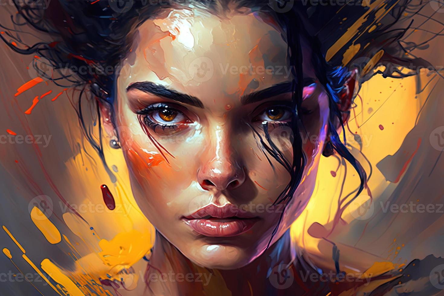 painting of a girl woman smooth soft skin colorful photo