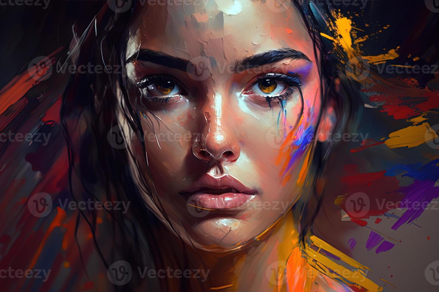 painting of a girl woman smooth soft skin colorful photo