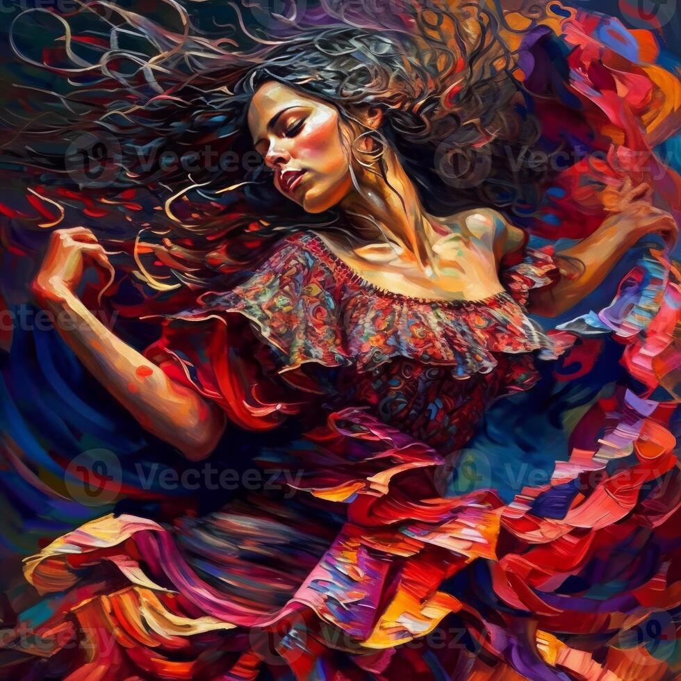 Spanish woman dancing extremely beautiful photo