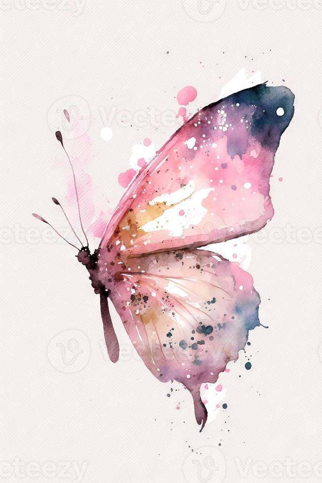 beautiful light pink butterfly watercolor photo