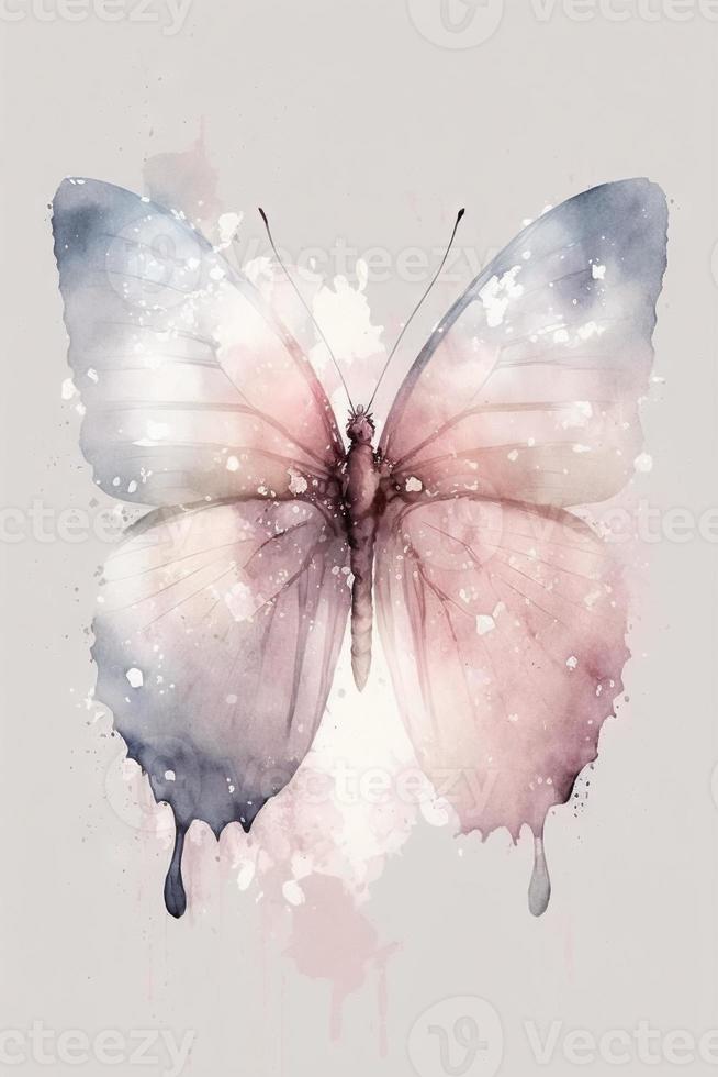 beautiful light pink butterfly watercolor photo