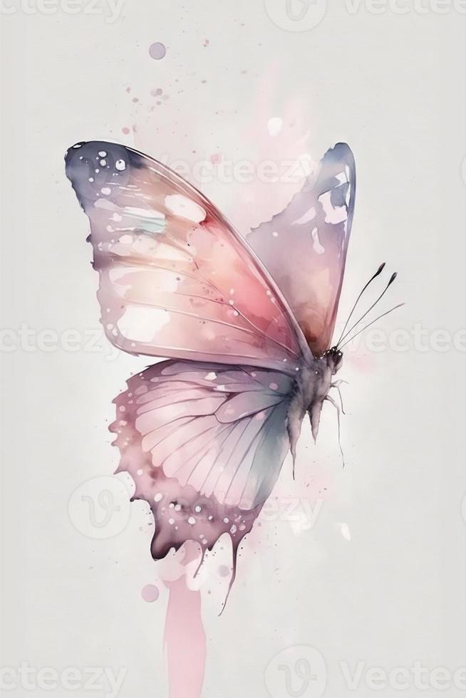 beautiful light pink butterfly watercolor photo