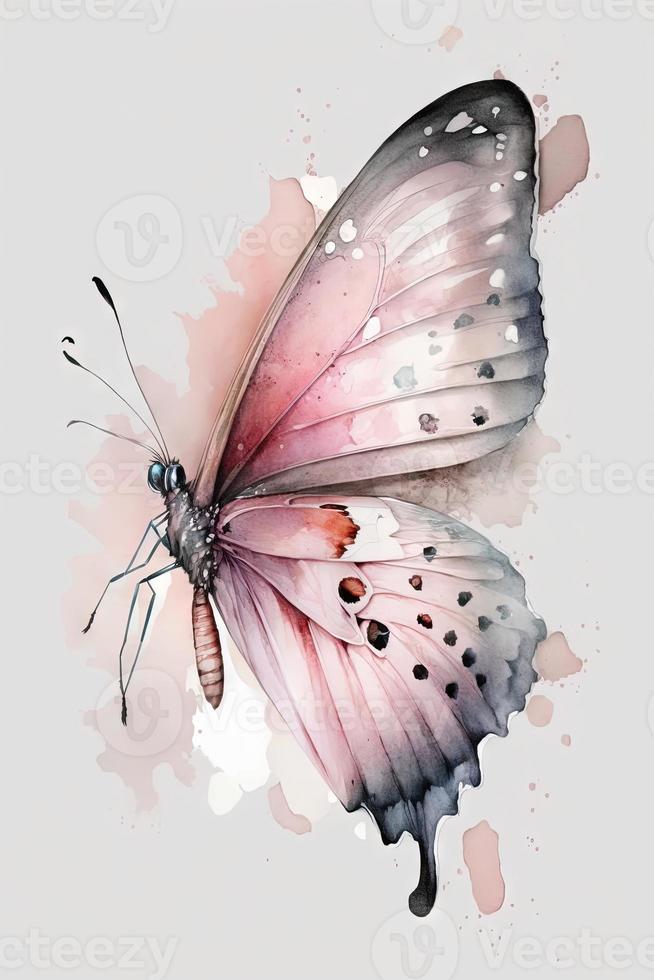 beautiful light pink butterfly watercolor photo