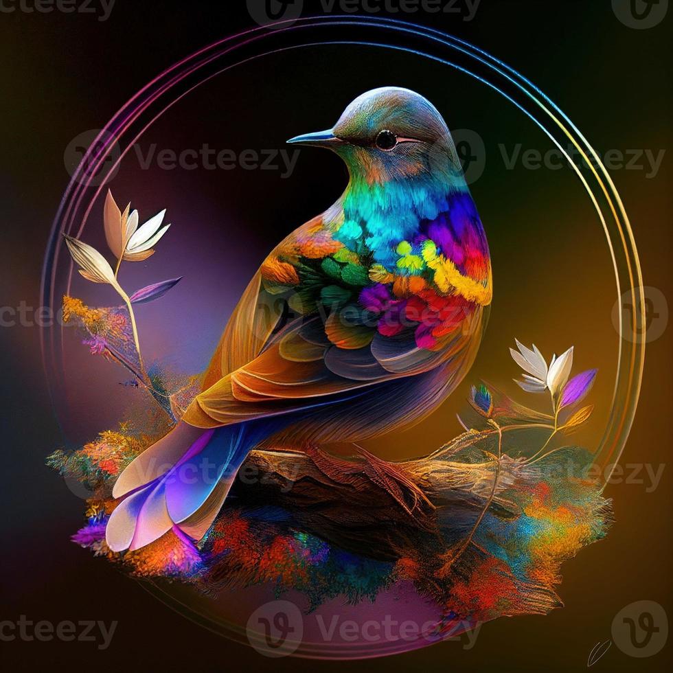 Abstract, painting of a pigeon with colours photo