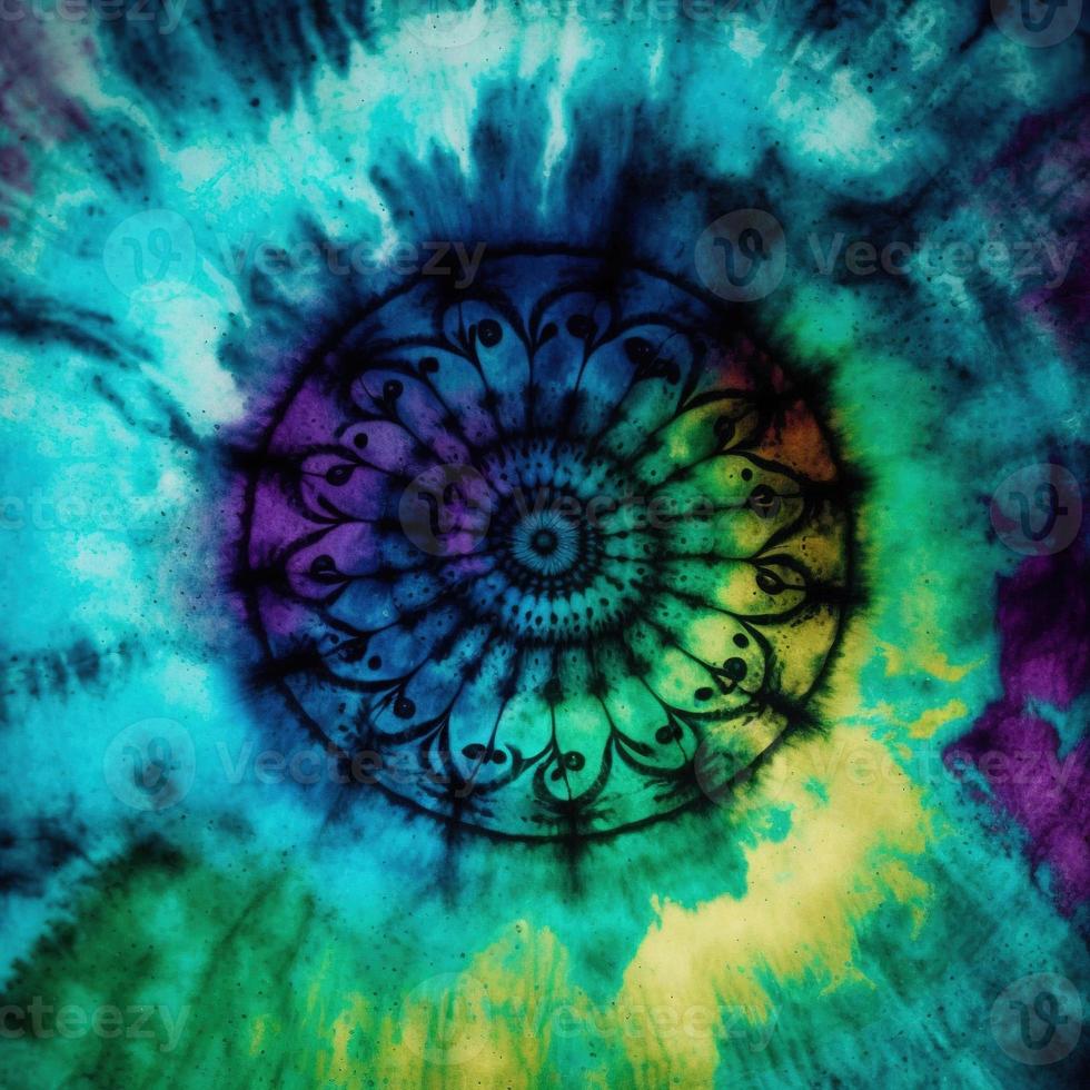 tie dye pattern hand dyed on cotton fabric photo