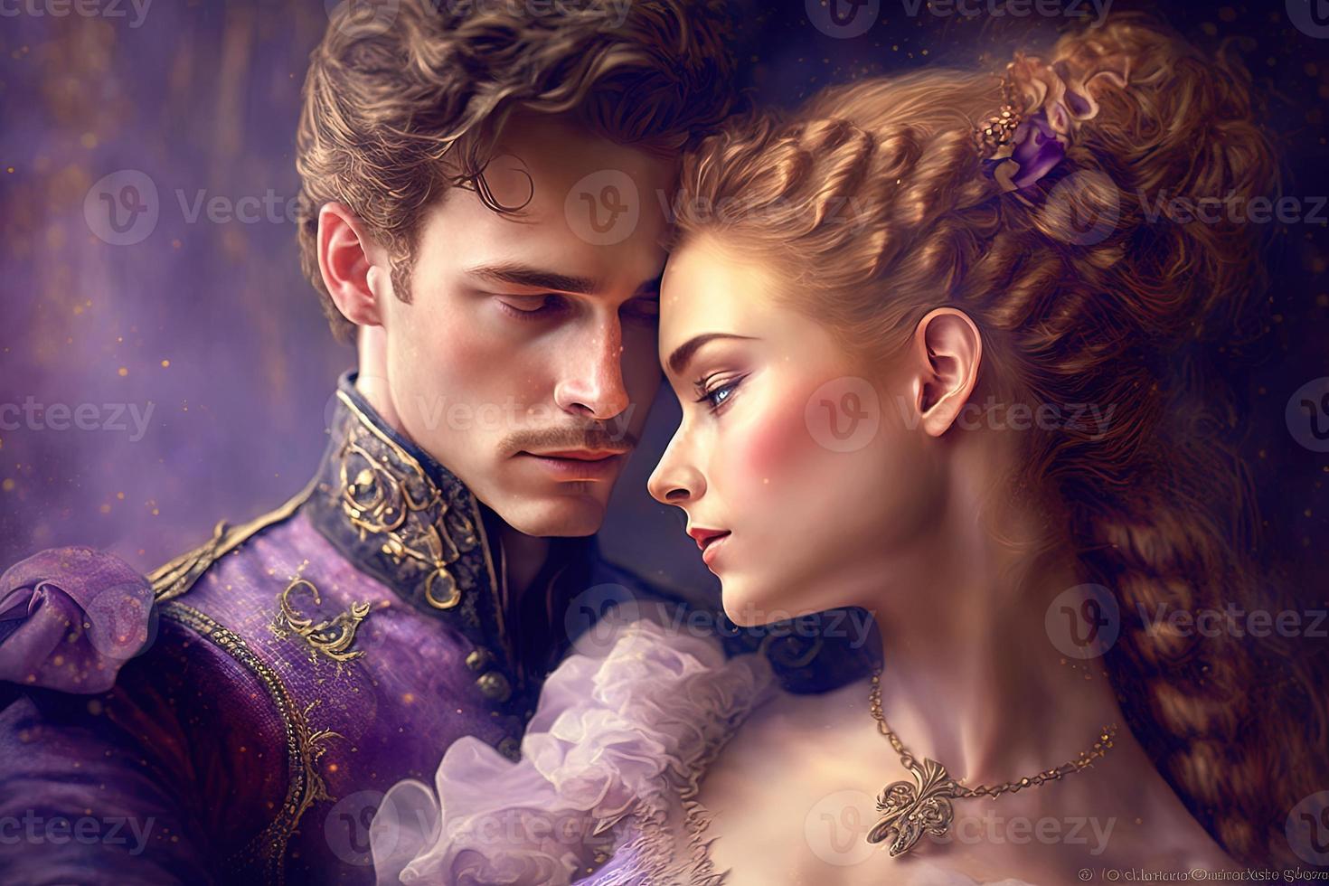 Príncipe y princesa en un romántico actitud foto