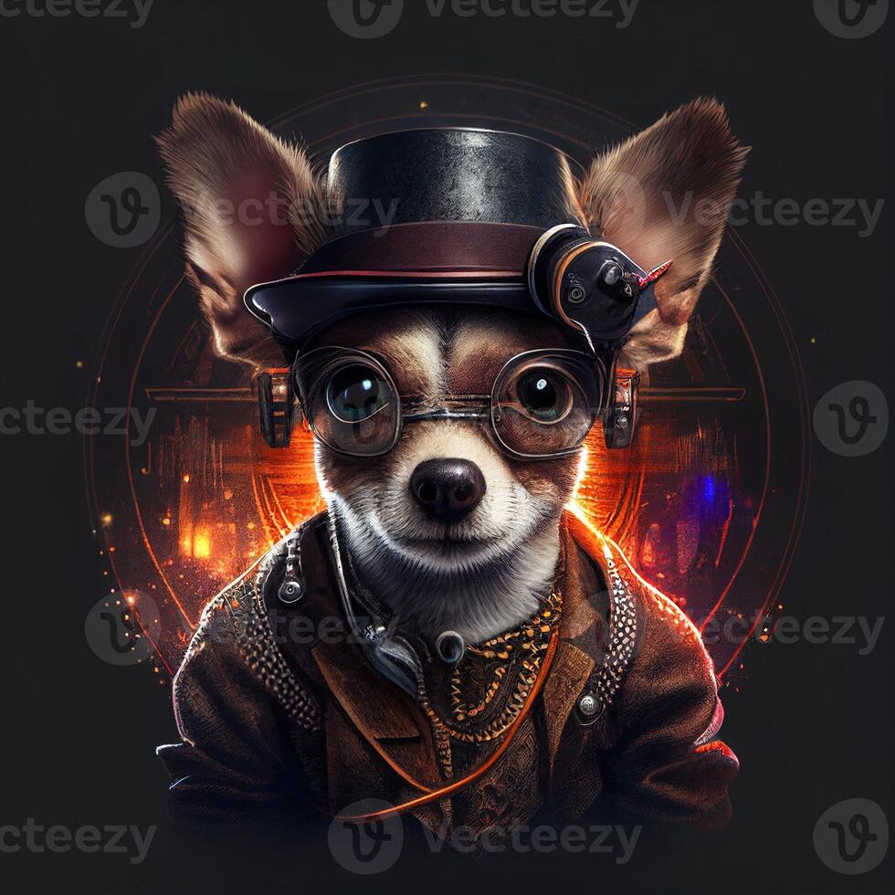 Angry dog with gold chain rich dog photo