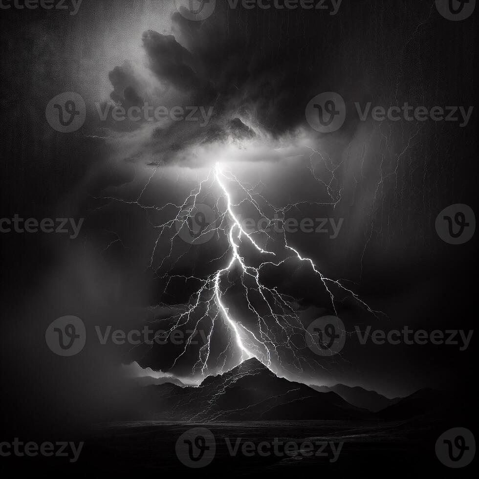 Thunderstorm on black background photo