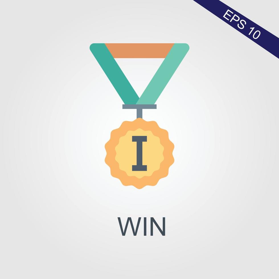 win medal icon - golden winner prize - success symbol - first place winner vector