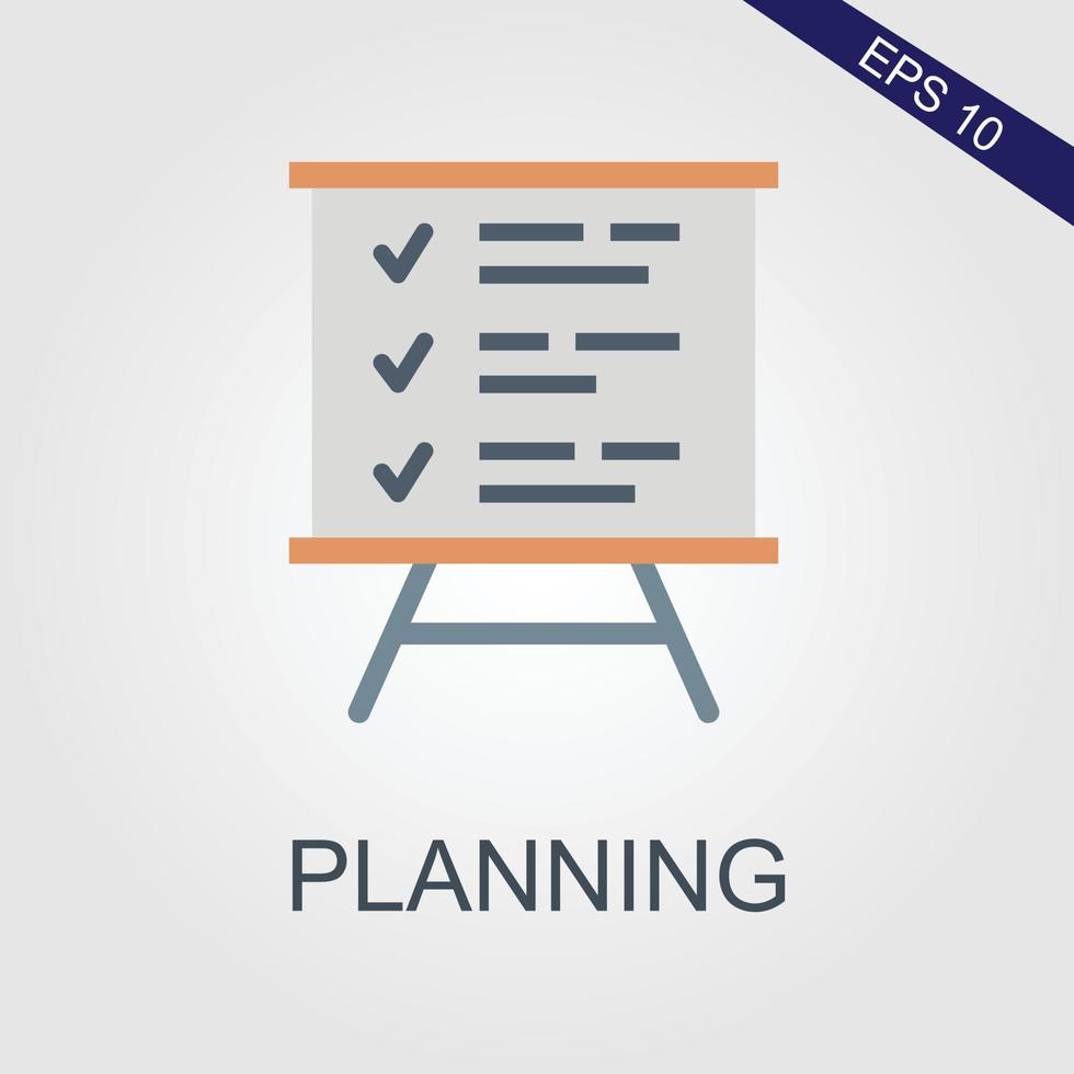 Business presentation planning strategy. Business tactic. Businessman standing whiteboard showing scheme. Pointing and explains chart. Vector illustration of flat design style. Plan to achieve goal.