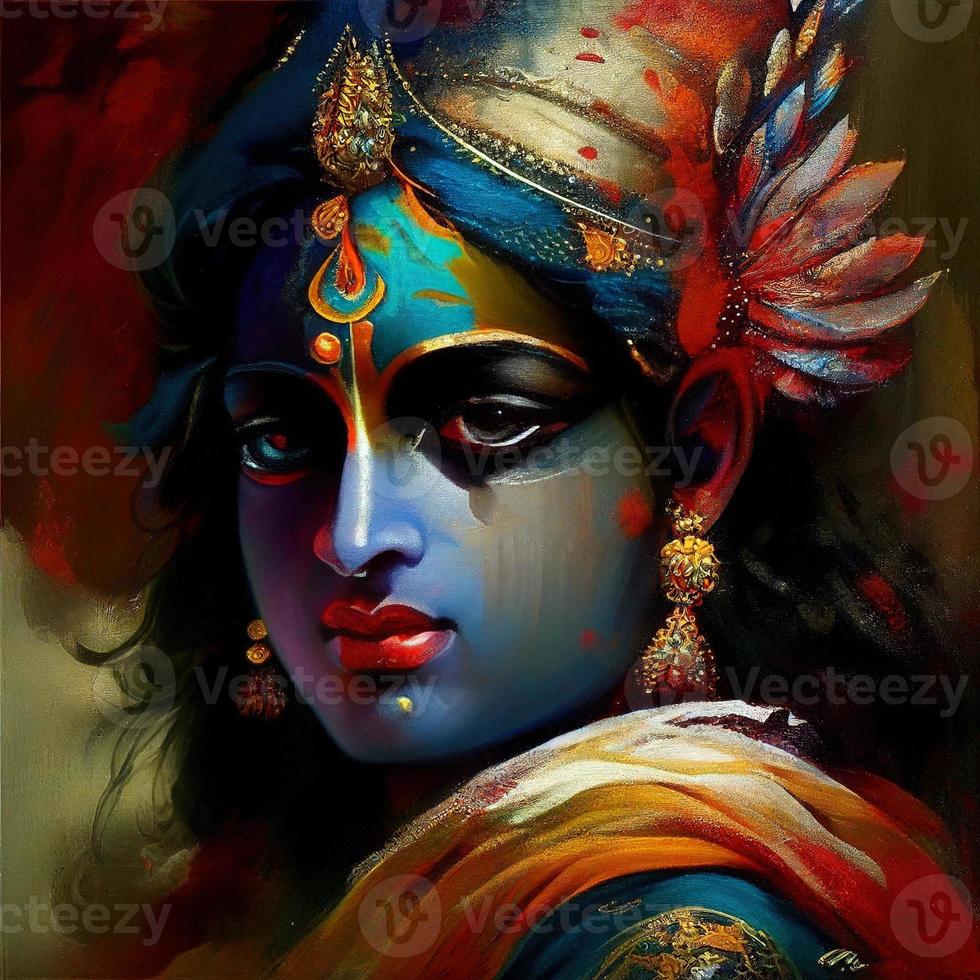 hindu god krishna painting photo