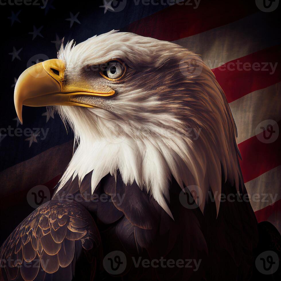 American flag and eagle closer view photo