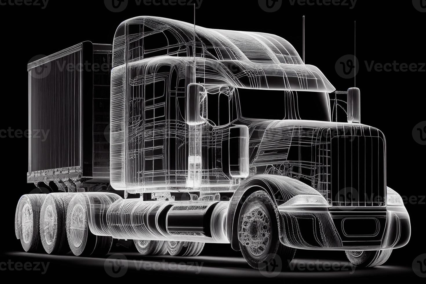 refrigerator truck, lorry, side view. White blank template truck for advertising . Freight transportation. Urban cargo transportation over short distances. illustration. AI photo