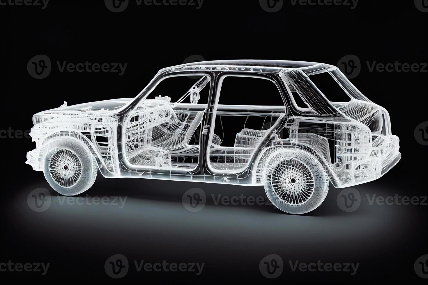 Automotive diagnostics in digital futuristic style. oncept for auto future or the development of innovations and technologies in vehicles. illustration with light effect and neon AI photo