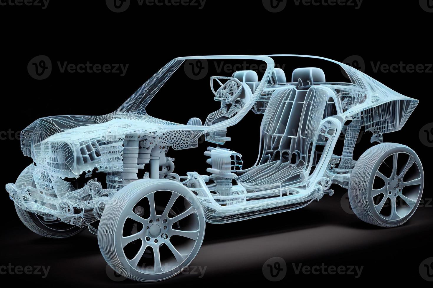 Automotive diagnostics in digital futuristic style. oncept for auto future or the development of innovations and technologies in vehicles.  illustration with light effect and neon AI photo