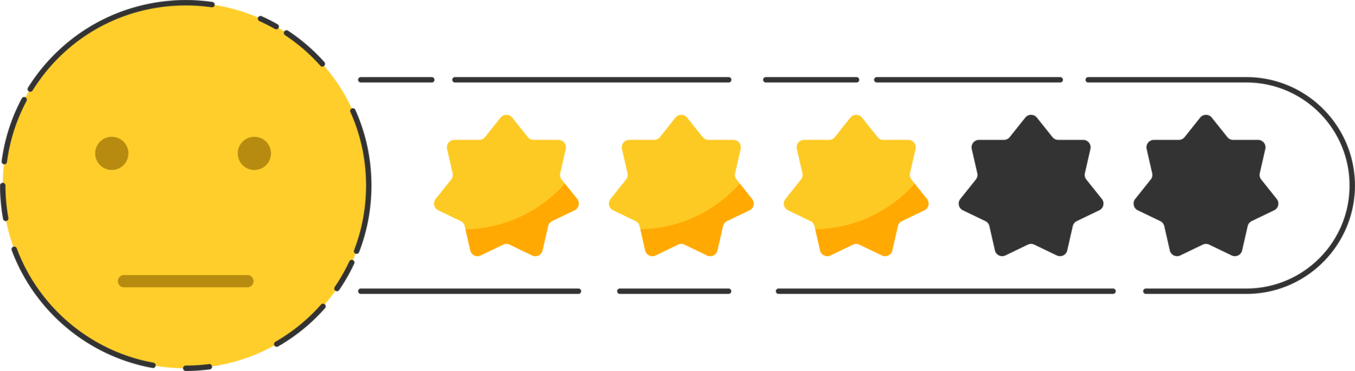 Emoji feedback icon with stars rating. png