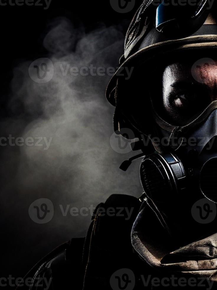 Firefighter skull with mask and helmet AI photo