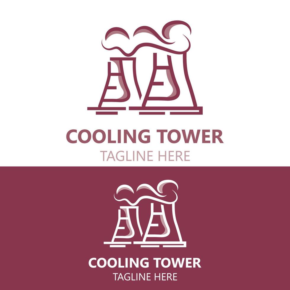 Nuclear Cooling Tower plant vector icon. Factory sign. Industry symbol. Simple isolated logo