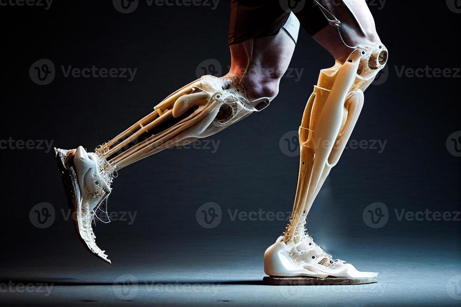 ilustración de pierna y prótesis símbolo. gráfico de pierna y amputación ai foto