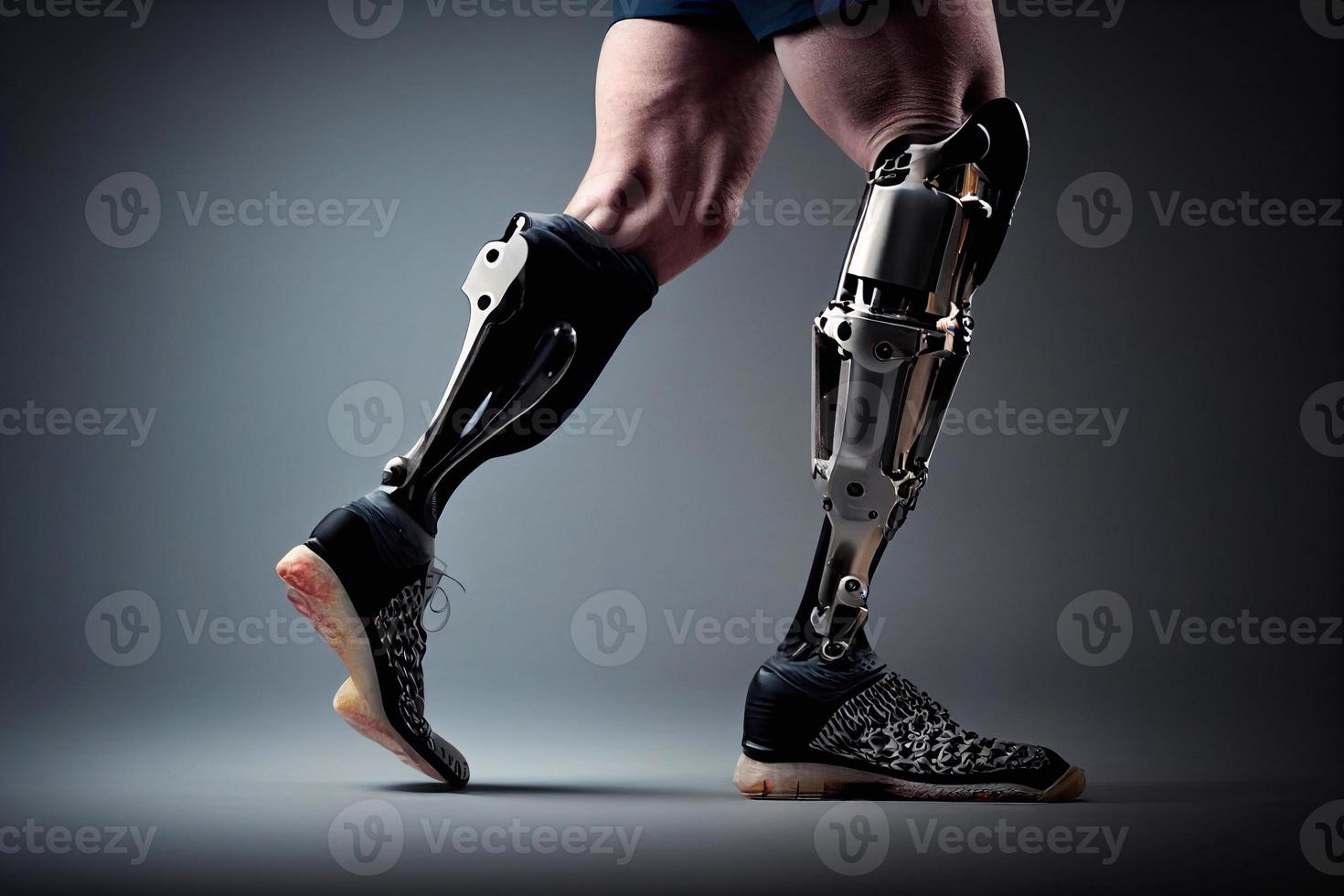 illustration of leg and prosthesis symbol. Graphic of leg and amputation AI photo
