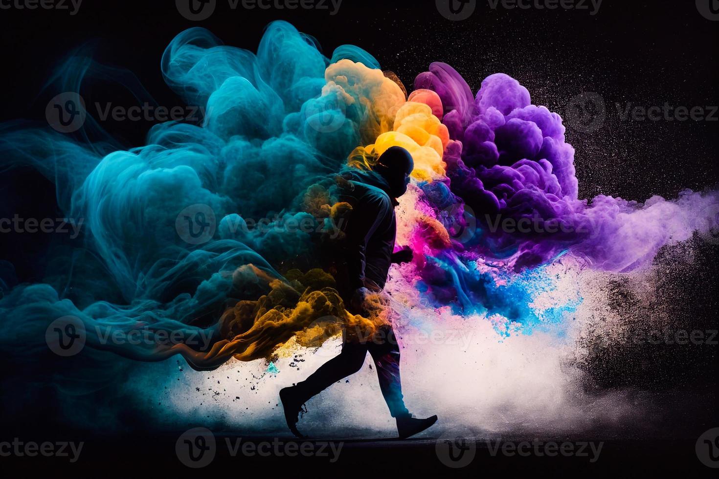 man colored smoke background illustration AI photo