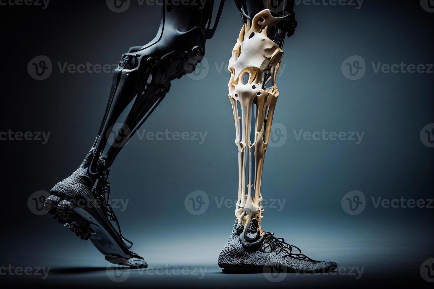 Cropped Illustration of a Man Walking with a Prosthetic Leg. AI photo