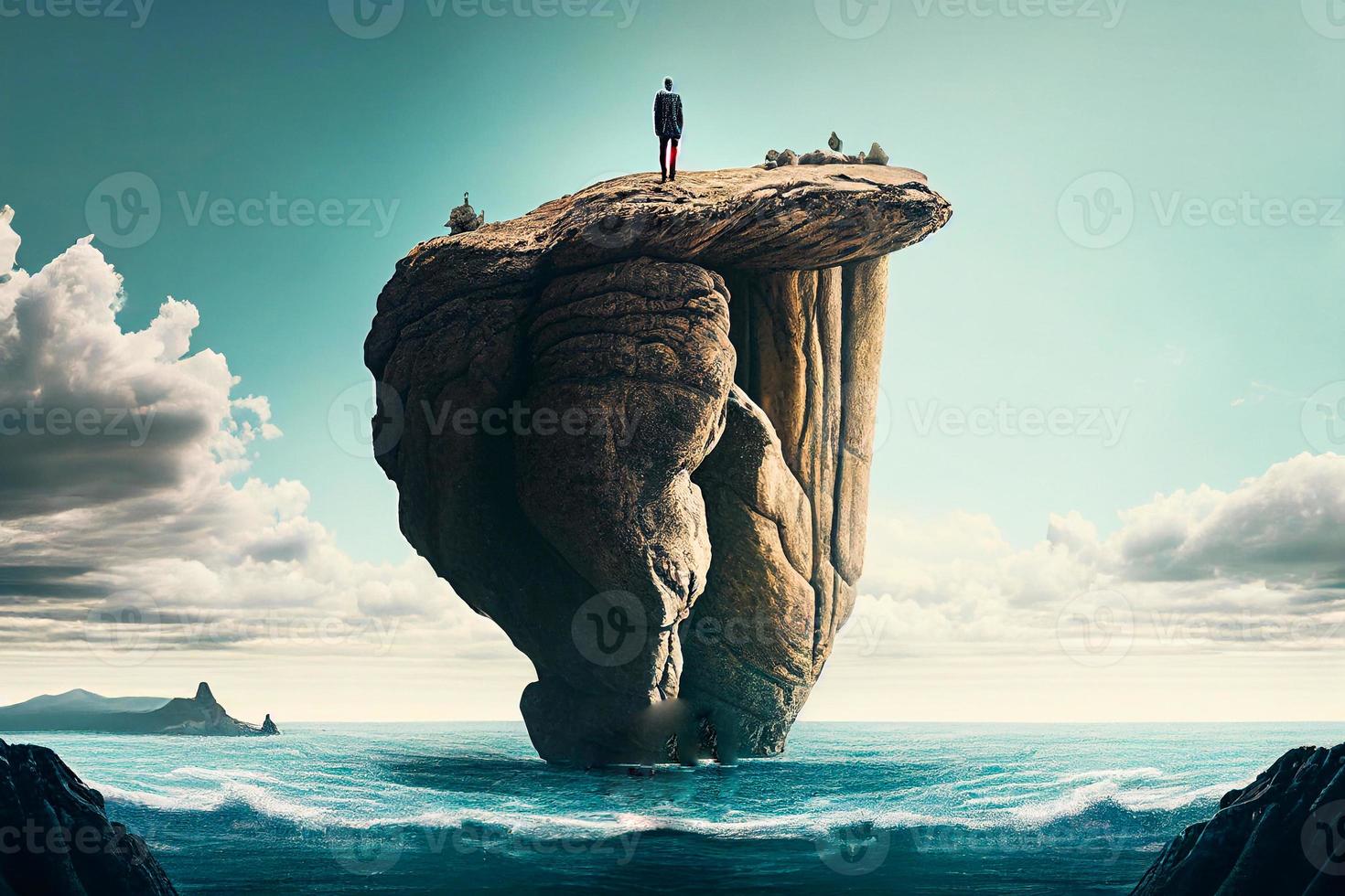 man in the clouds mountain AI photo